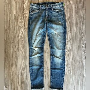 NWOT MOTHER Denim Low Rise Distressed Ankle Skinny Jeans